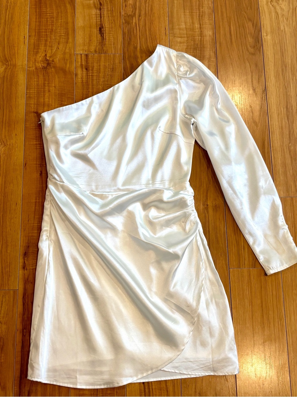 Altar’d State White Satin One Shoulder Dress
